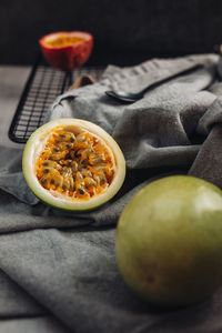 Close-up of orange fruit on table