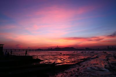 Scenic view of sunset over sea