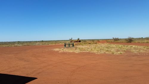 Scenic view of landscape against clear blue sky