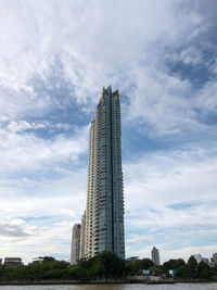 Low angle view of modern buildings against sky