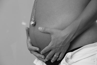 Close-up of pregnant woman