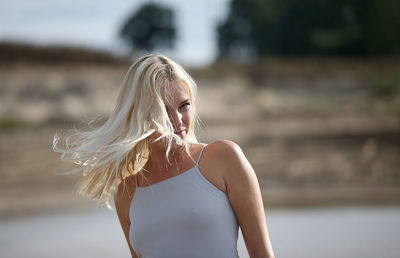 Woman standing outdoors