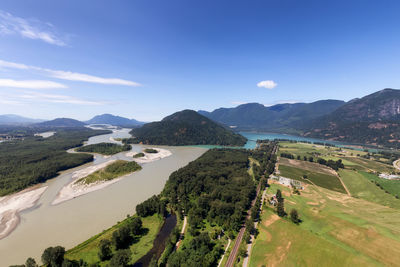 Panoramic view of landscape and mountains against sky