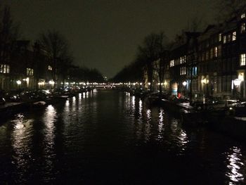 Reflection of illuminated buildings in water