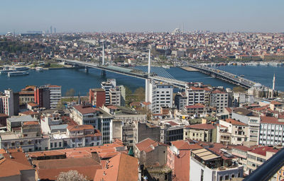 High angle view of townscape against sky