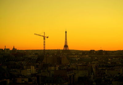 Cityscape against sky during sunset