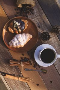 High angle view of coffee on table