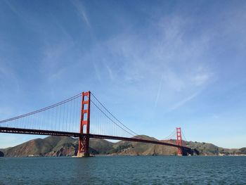 Golden gate bridge against blue sky