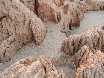 High angle view of rocks on land