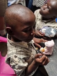 Cute boy holding ice cream