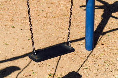 High angle view of empty swing in park