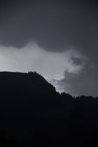 Silhouette landscape against sky at dusk