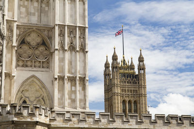 Low angle view of westminster abbey against sky in city