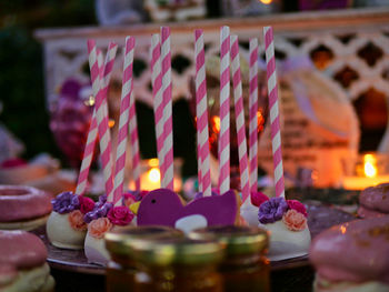 Close-up of candies at an event