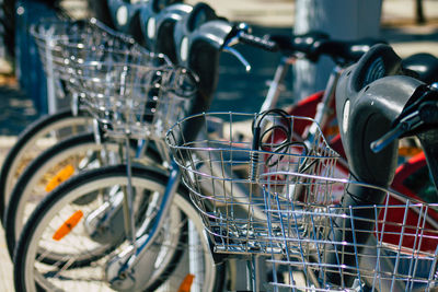 Close-up of bicycles