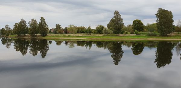 Scenic view of lake against sky