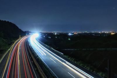 Light trails on highway at night