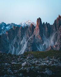 Panoramic view of rocks and mountains against sky