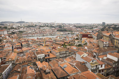 High angle view of townscape against sky