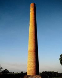 Smoke stack against clear blue sky