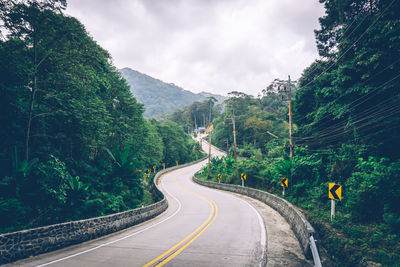 Road amidst trees against sky