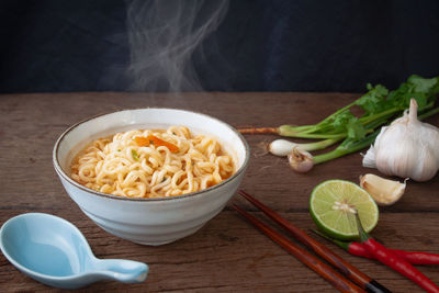 Close-up of food on table