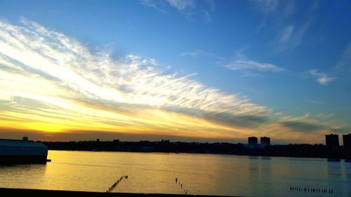 Scenic view of sea at sunset