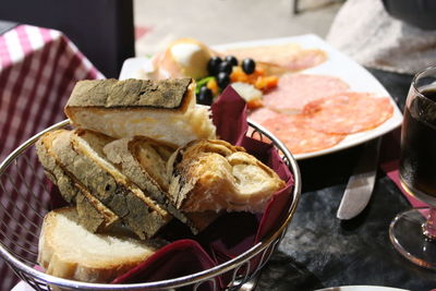 Close-up of food in plate on table