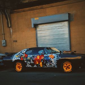 Car parked on wall