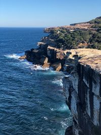 Scenic view of sea against clear sky