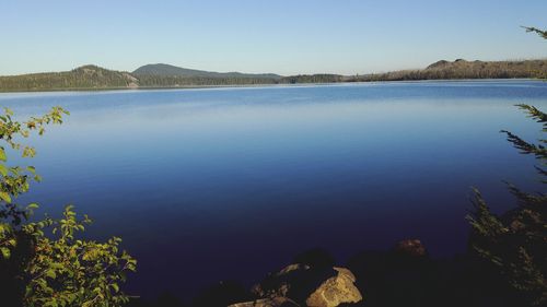 Scenic view of calm sea against clear sky
