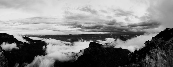 Scenic view of sea against cloudy sky