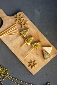 Appetizer of new year trees made of cheese , easy cooking,