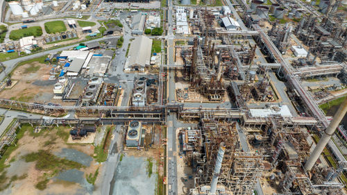 High angle view of buildings in city