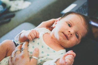 Portrait of baby lying down