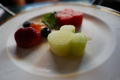 Close-up of strawberries in plate