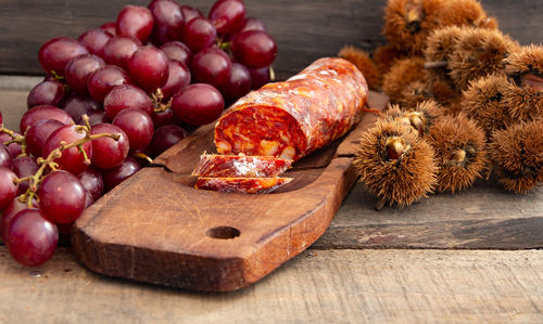 Close-up of food on cutting board