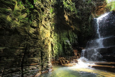 Scenic view of waterfall