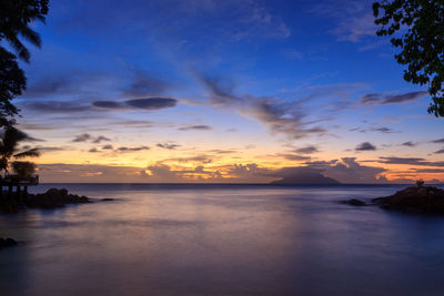 Scenic view of sea against sky at sunset