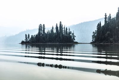 Scenic view of lake against sky during winter