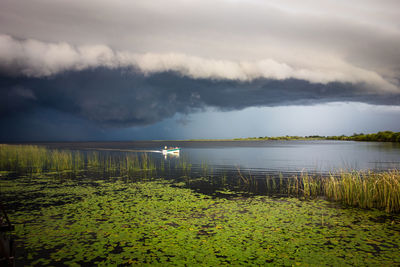 Scenic view of lake against sky
