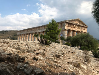 Low angle view of old building against sky