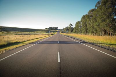 Empty road along countryside landscape