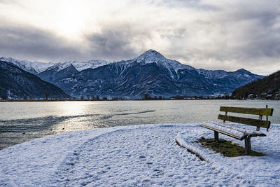 Winter landscape on lake como