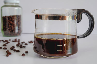 Close-up of coffee cup on table