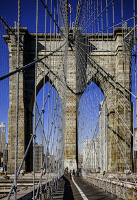 Suspension bridge against clear sky