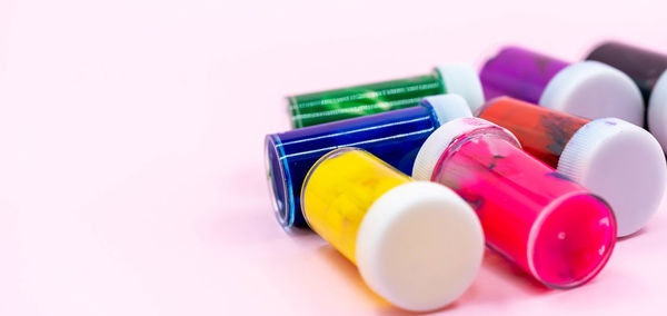 Close-up of multi colored pencils on table