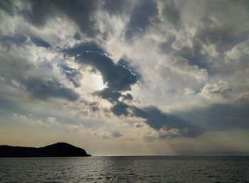 Scenic view of sea against sky at sunset