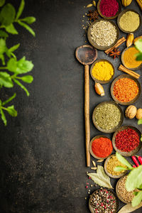 High angle view of food on table