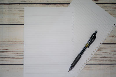 High angle view of pen on table